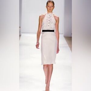 Monique Lhuillier 100% Silk Ruffle Halter Top Ivory Size 8